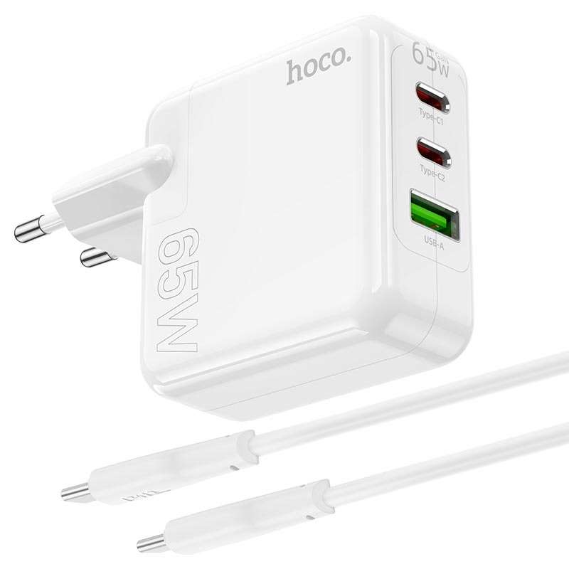 HOCO C115A 3 Port Wall Charger Header  PD65W + QC3.0 Type-C Cable Set