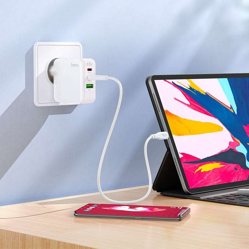 HOCO C115A 3 Port Wall Charger Header  PD65W + QC3.0 Type-C Cable Set