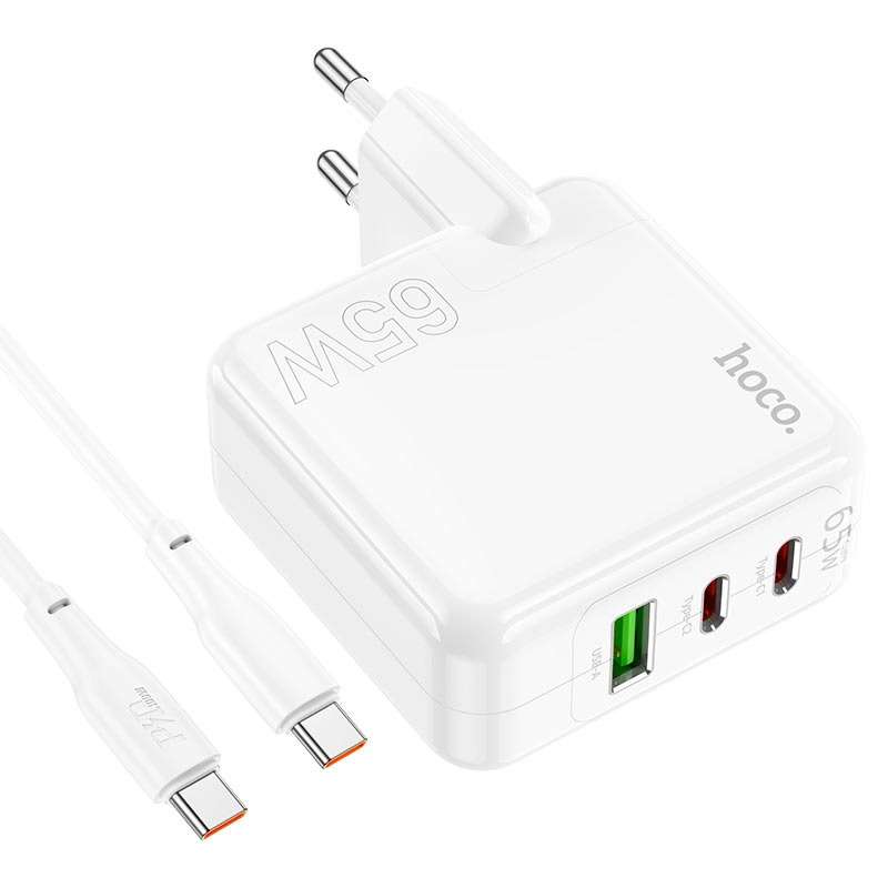 HOCO C115A 3 Port Wall Charger Header  PD65W + QC3.0 Type-C Cable Set