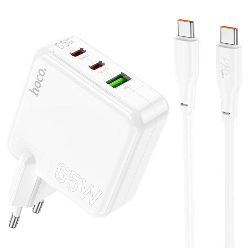HOCO C115A 3 Port Wall Charger Header  PD65W + QC3.0 Type-C Cable Set