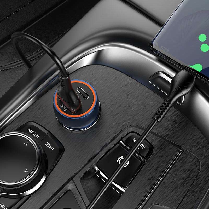 HOCO Dual Port Car charger Z46A Blue Whale PD20W + QC3.0 Set With Type C cable