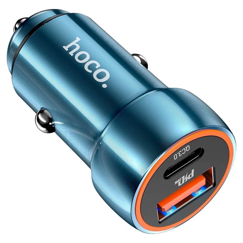 HOCO Dual Port Car charger Z46A Blue Whale PD20W + QC3.0 Set With Type C cable