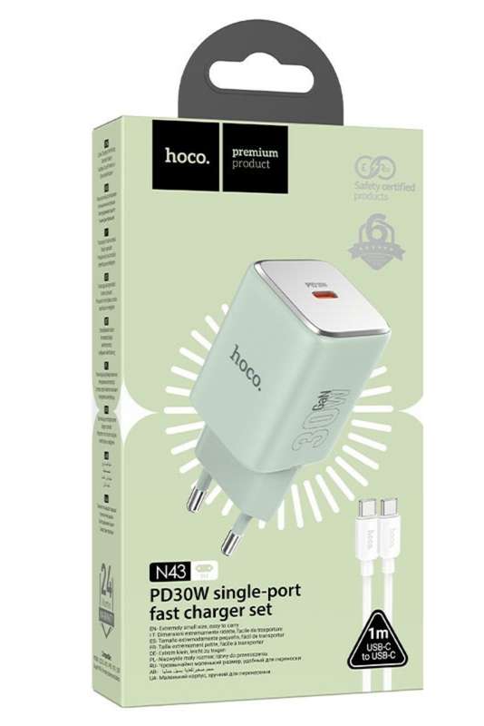 HOCO N43 Wall Charger Set Vista PD30W Type-C To Type-C Cable Set