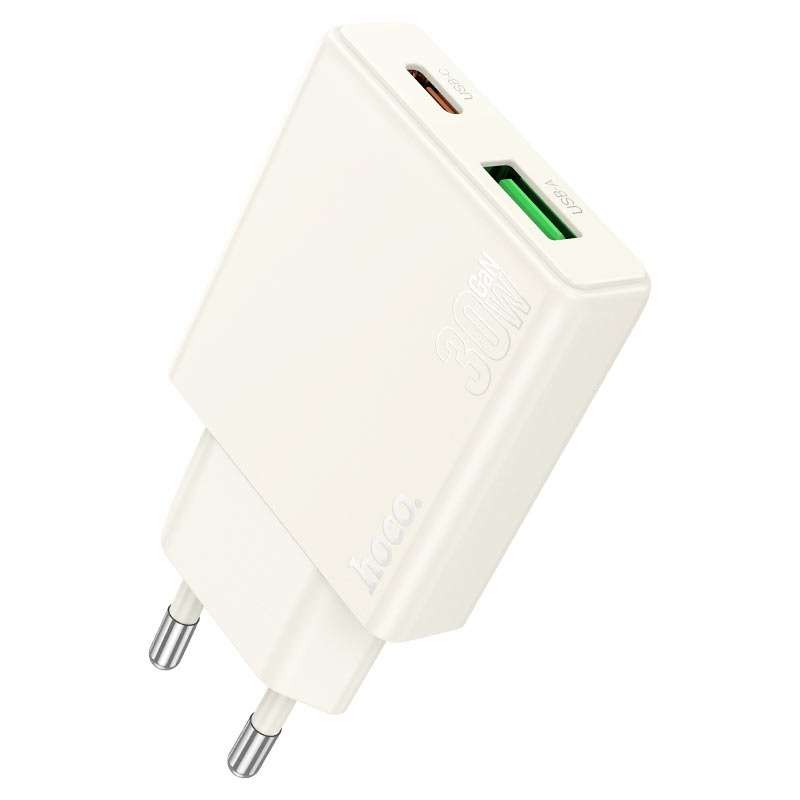 HOCO N95 Wall Charger With Single USB-A &amp; Single Type-C Ports Biscuit PD30W + QC3.0