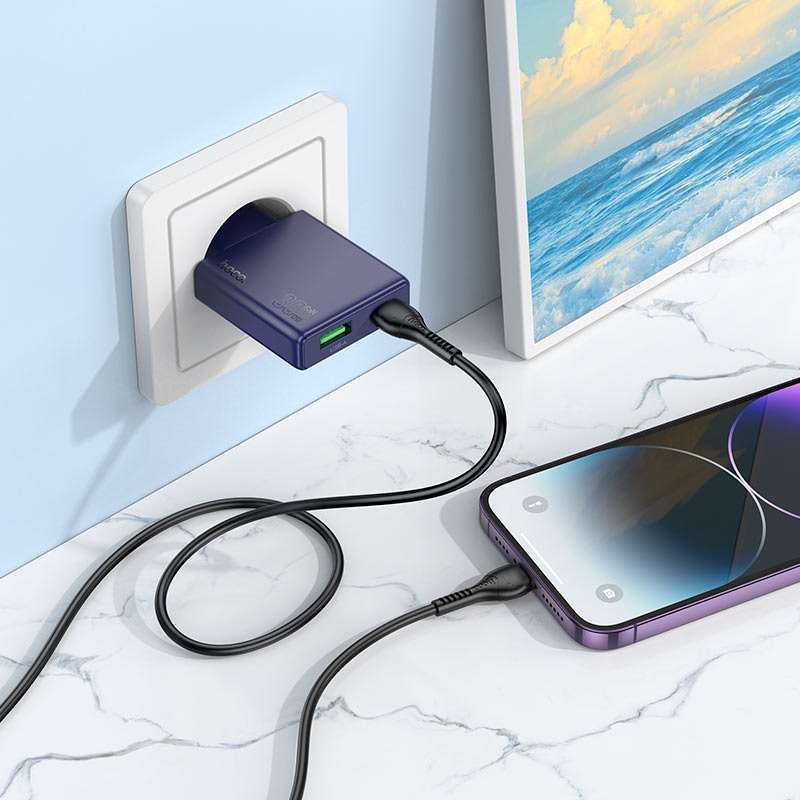HOCO N95 Wall Charger With Single USB-A &amp; Single Type-C Ports Biscuit PD30W + QC3.0
