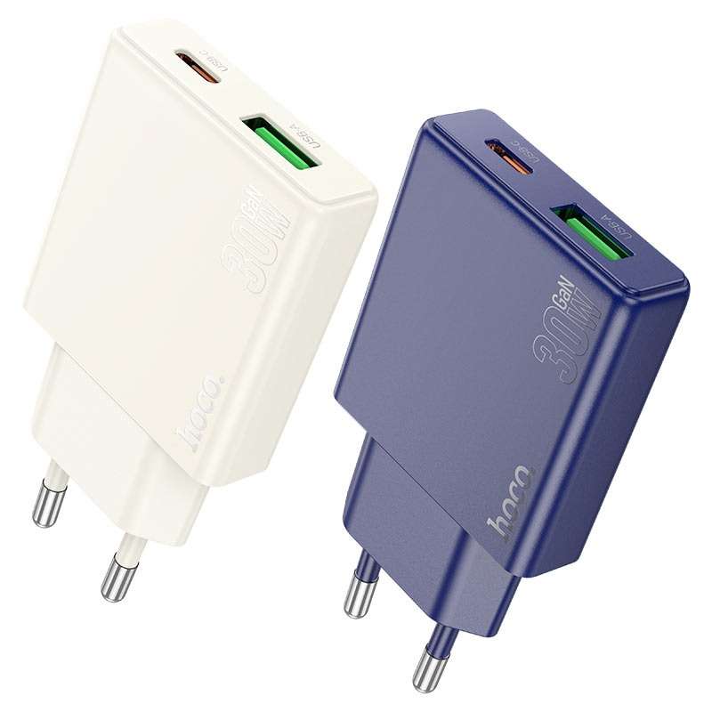 HOCO N95 Wall Charger With Single USB-A &amp; Single Type-C Ports Biscuit PD30W + QC3.0
