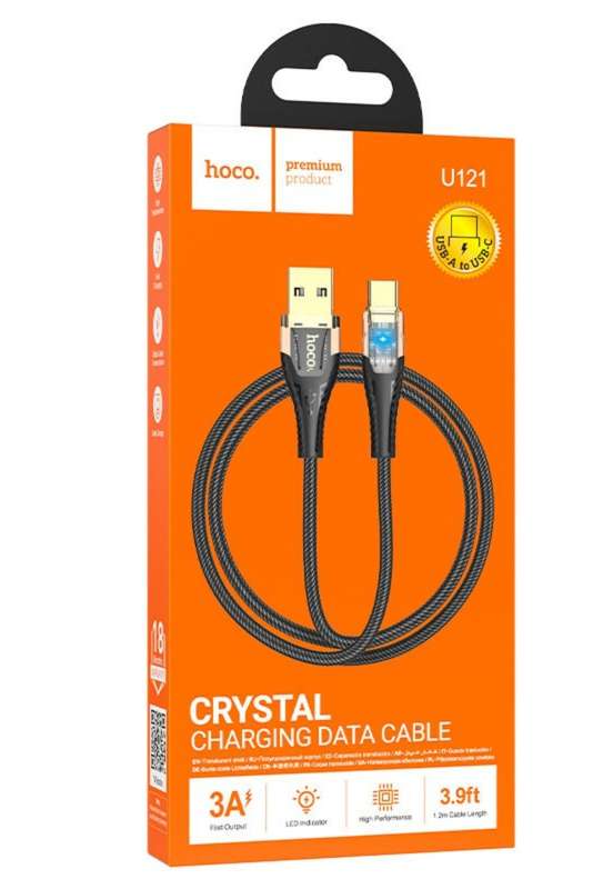 HOCO U121 Crystal Charging Cable USB to Type-C Gold Standard