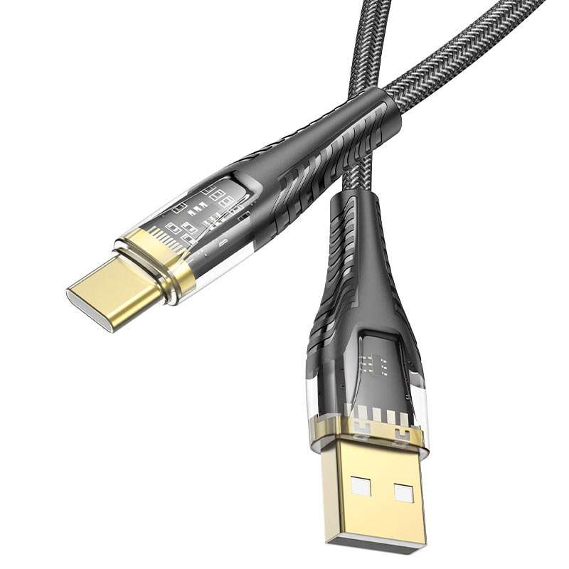 HOCO U121 Crystal Charging Cable USB to Type-C Gold Standard
