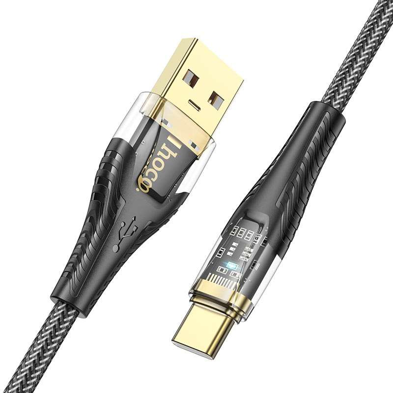 HOCO U121 Crystal Charging Cable USB to Type-C Gold Standard