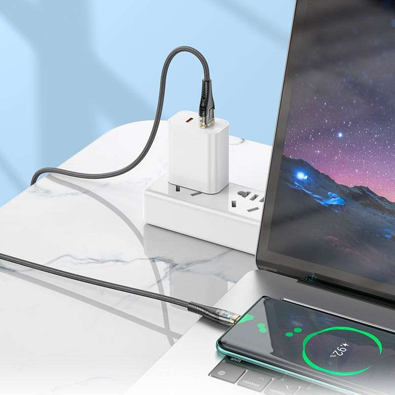 HOCO U121 Crystal Charging Cable USB to Type-C Gold Standard