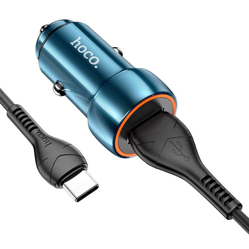 HOCO Z46 Car Charger Blue Shield QC3.0 Set With Cable USB To Type-C