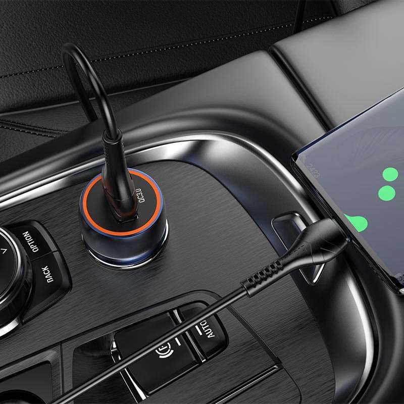 HOCO Z46 Car Charger Blue Shield QC3.0 Set With Cable USB To Type-C