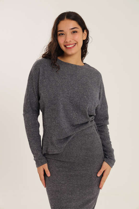 Italian Ribbed Skirt &amp; Long Sleeve Top Winter Set