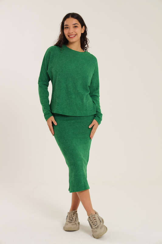 Italian Ribbed Skirt &amp; Long Sleeve Top Winter Set