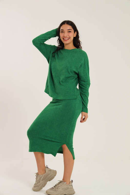 Italian Ribbed Skirt &amp; Long Sleeve Top Winter Set