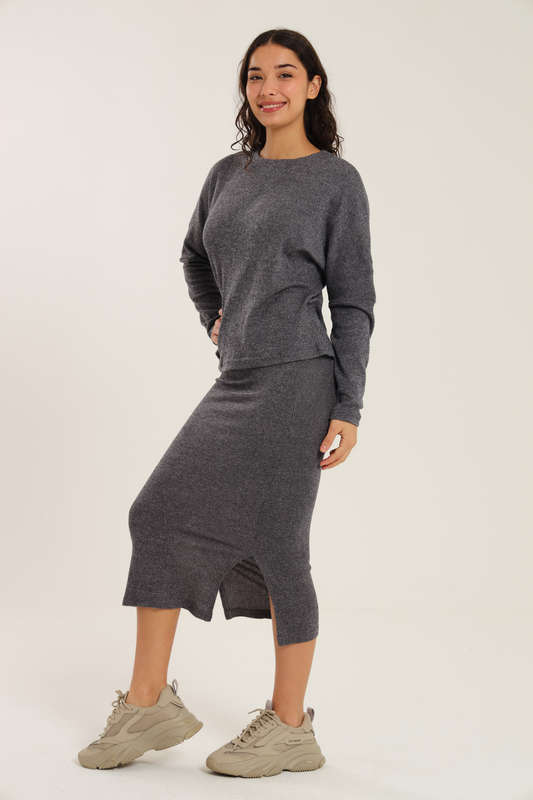 Italian Ribbed Skirt &amp; Long Sleeve Top Winter Set