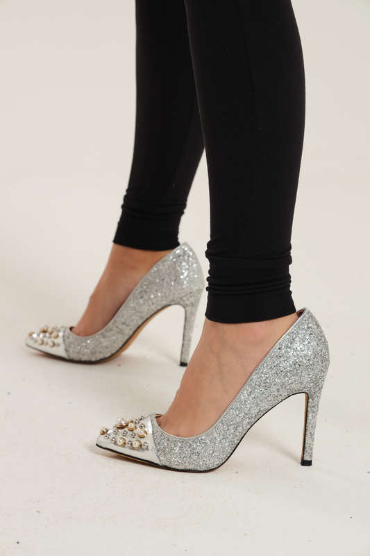 Karl Lagerfeld Silver Pointy High Heels Stiletto