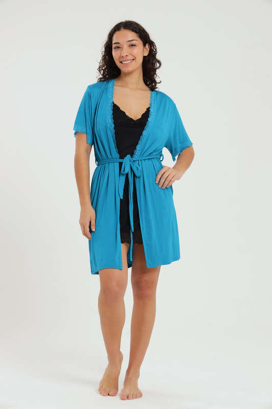 Ladies Cotton Kimono Robe Soft Nightwear Gown