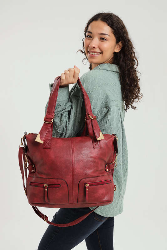 Ladies Faux Leather Handbag With Multiple Compartments