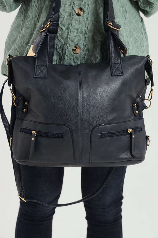 Ladies Faux Leather Handbag With Multiple Compartments