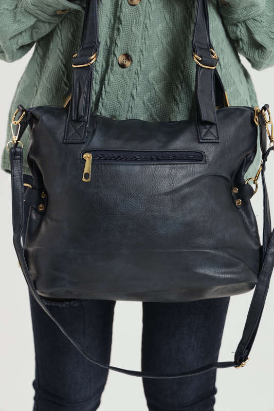Ladies Faux Leather Handbag With Multiple Compartments