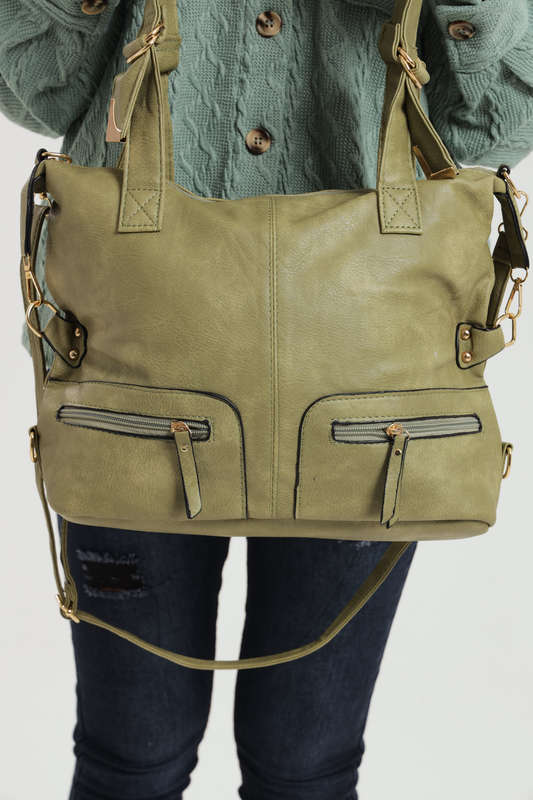 Ladies Faux Leather Handbag With Multiple Compartments