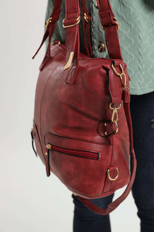 Ladies Faux Leather Handbag With Multiple Compartments