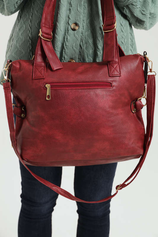 Ladies Faux Leather Handbag With Multiple Compartments