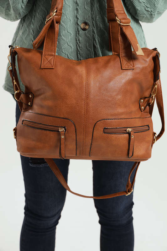 Ladies Faux Leather Handbag With Multiple Compartments