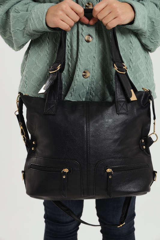 Ladies Faux Leather Handbag With Multiple Compartments