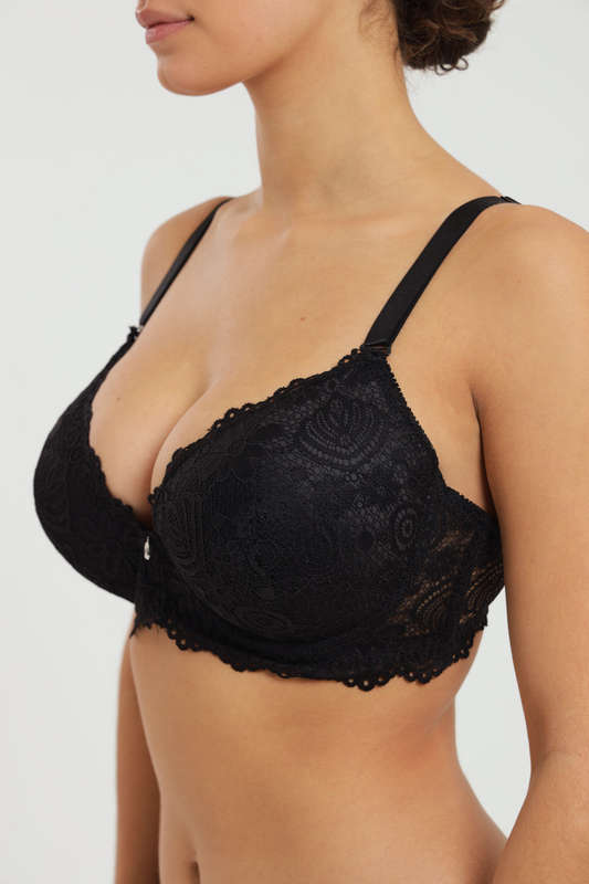Ladies Plus Size Lace Push Up Underwire Padded Bra For Large Breast 36DD to 44DD