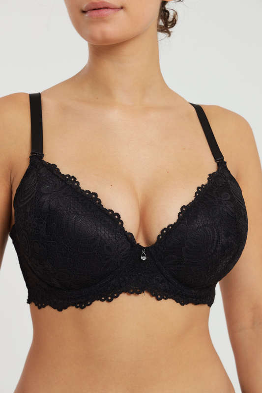 Ladies Plus Size Lace Push Up Underwire Padded Bra For Large Breast 36DD to 44DD
