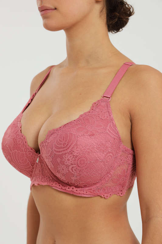 Ladies Plus Size Lace Push Up Underwire Padded Bra For Large Breast 36DD to 44DD
