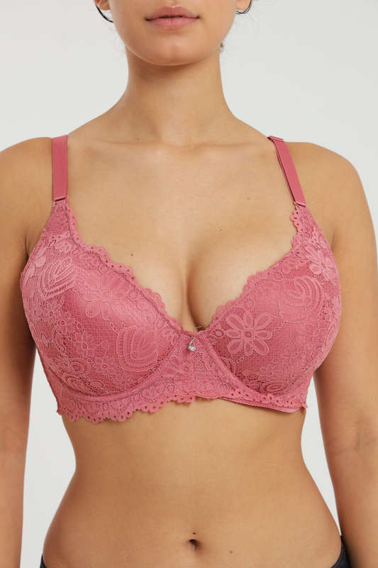Ladies Plus Size Lace Push Up Underwire Padded Bra For Large Breast 36DD to 44DD