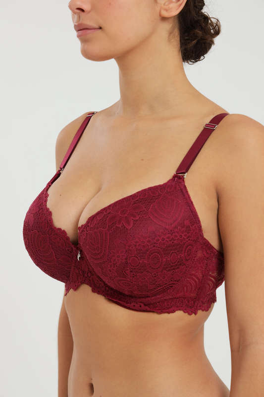 Ladies Plus Size Lace Push Up Underwire Padded Bra For Large Breast 36DD to 44DD