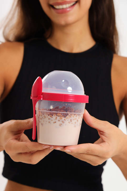 Senza® Reusable On The Go Breakfast Cup With Spoon Set BPA Free 500ml