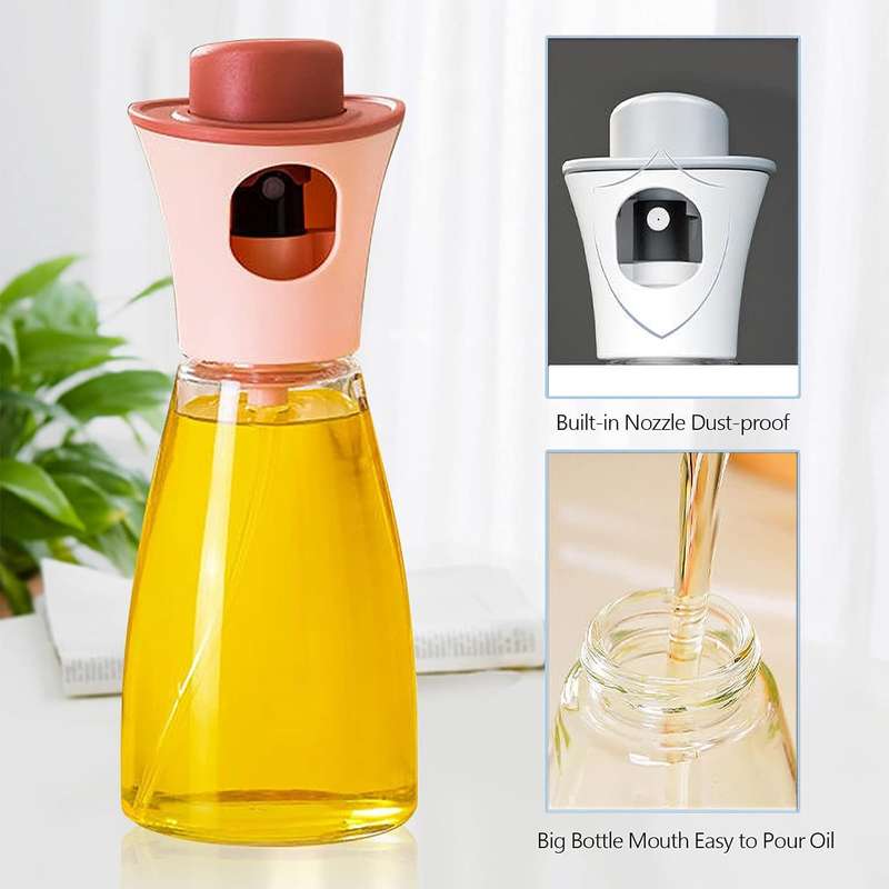 Senza 2 x 200ml Stainless Steel Glass Plastic Oil Spray Bottle Incl 4 Labels