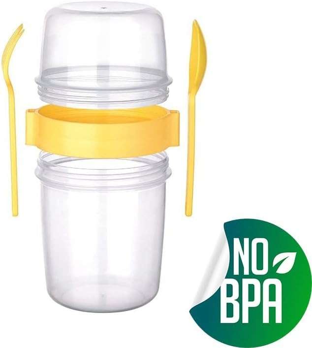 Senza Reusable On The Go Breakfast Cup With Fork &amp; Spoon Set BPA Free