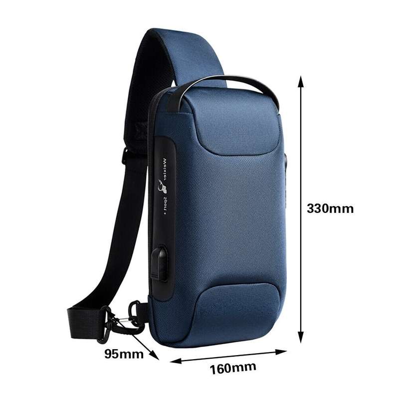 Powerland Anti Theft Sling Crossbody Bag Shoulder Backpack with USB Charging Port Waterproof Ches...