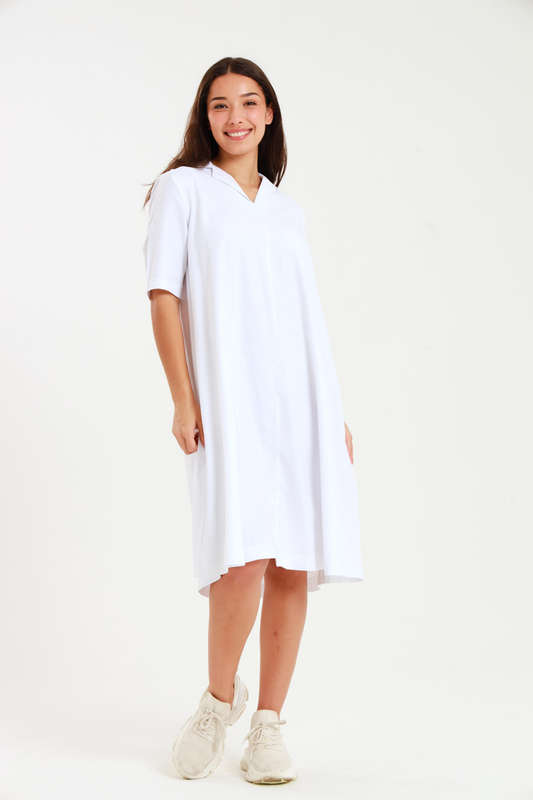 Hillary Maxi Mid Length 3/4 Sleeve Collar Dress With Pockets
