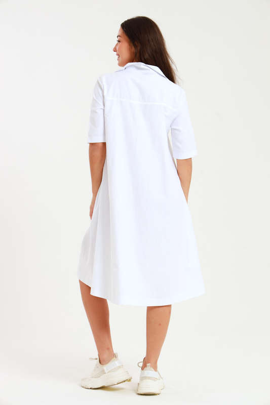 Hillary Maxi Mid Length 3/4 Sleeve Collar Dress With Pockets