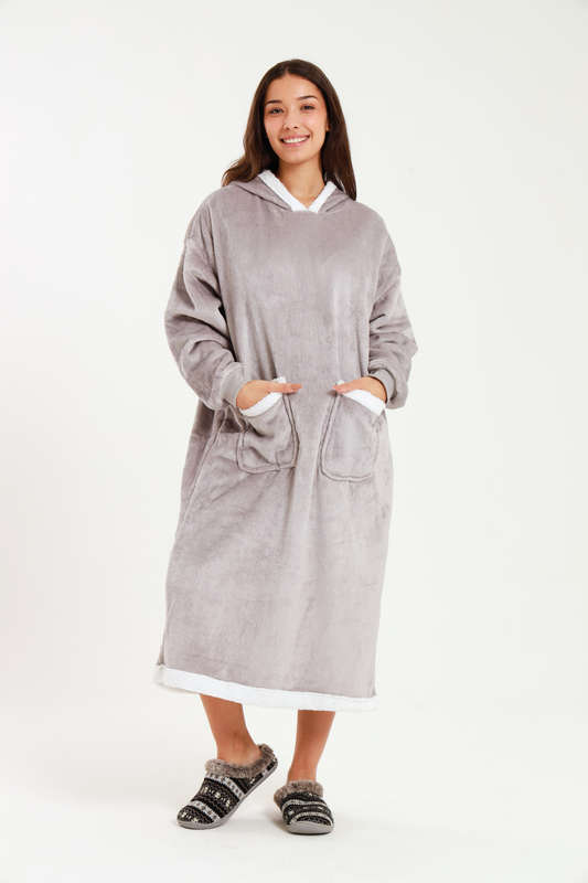 Huggle Hoodie Ultra Plush Free Size Oversized Blanket Grey