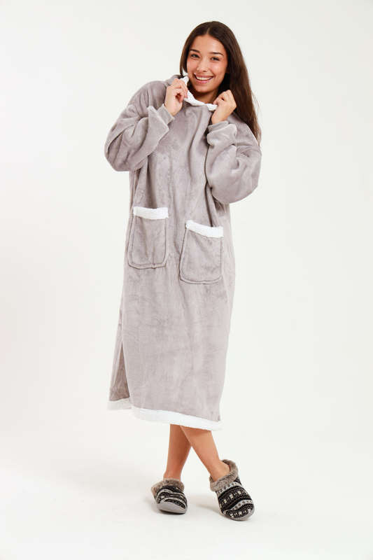 Huggle Hoodie Ultra Plush Free Size Oversized Blanket Grey
