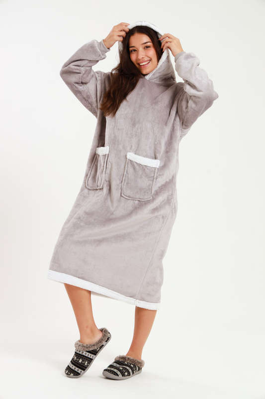 Huggle Hoodie Ultra Plush Free Size Oversized Blanket Grey