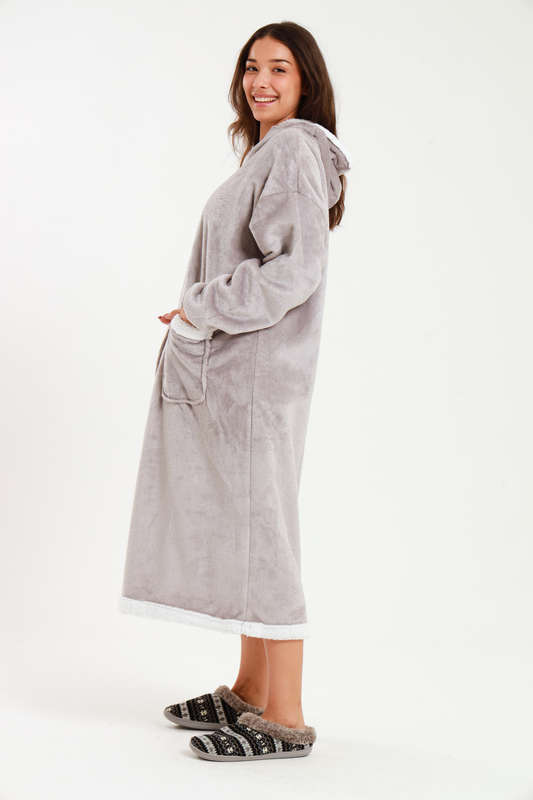 Huggle Hoodie Ultra Plush Free Size Oversized Blanket Grey