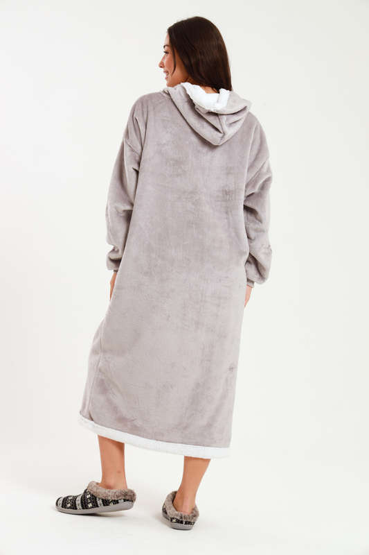 Huggle Hoodie Ultra Plush Free Size Oversized Blanket Grey
