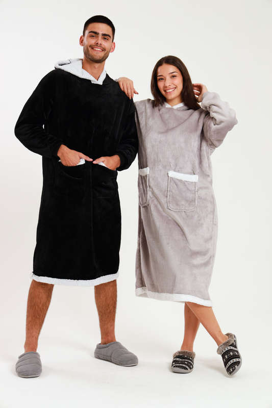 Huggle Hoodie Ultra Plush Free Size Oversized Blanket Grey