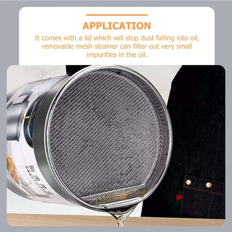 Kitchen Cooking Oil Separator Filter Pot Stainless Steel - 1.4L