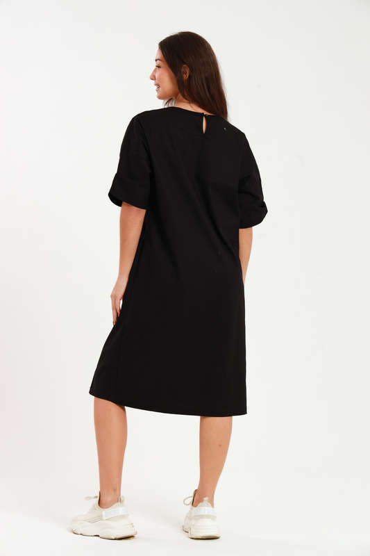 Ladies Linen Blend Tunic Shift Dress With Pockets