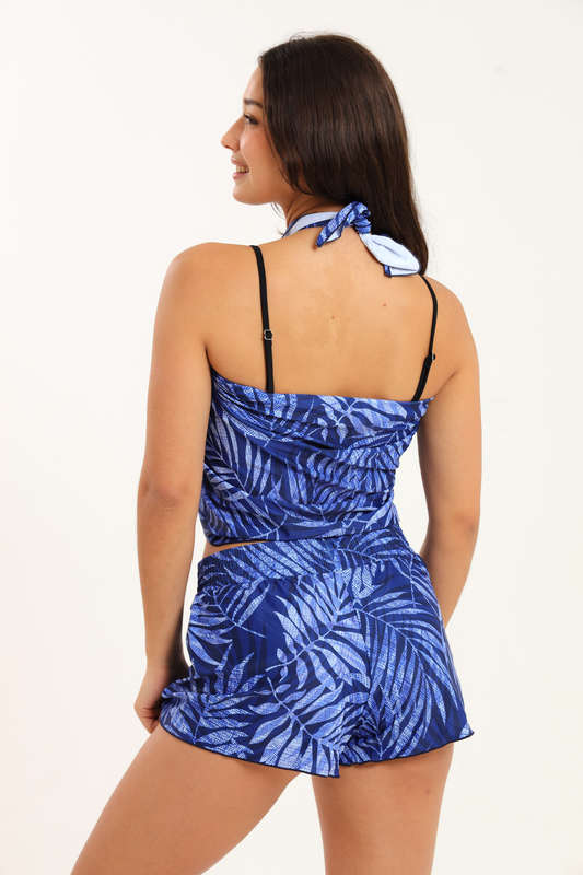 Senza® Betty Printed 2 Piece Swimwear Shorts Set With Sarong